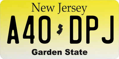 NJ license plate A40DPJ