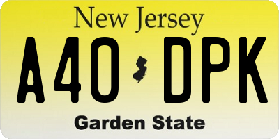 NJ license plate A40DPK