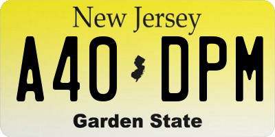 NJ license plate A40DPM