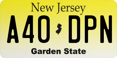 NJ license plate A40DPN