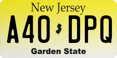 NJ license plate A40DPQ