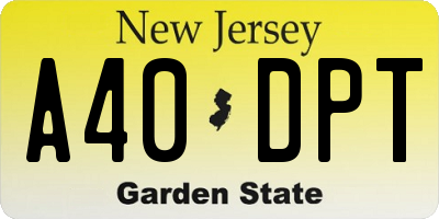 NJ license plate A40DPT