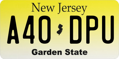 NJ license plate A40DPU