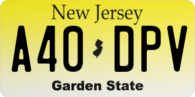 NJ license plate A40DPV
