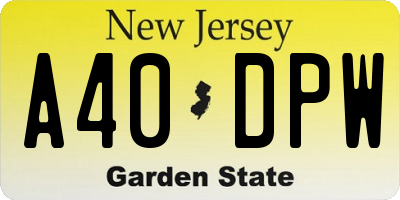 NJ license plate A40DPW
