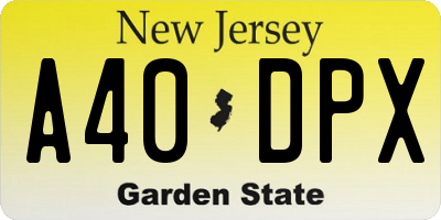 NJ license plate A40DPX