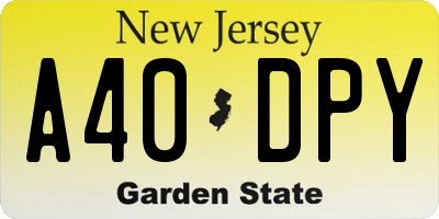 NJ license plate A40DPY