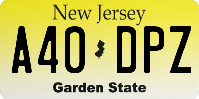NJ license plate A40DPZ