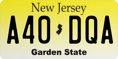 NJ license plate A40DQA