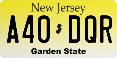 NJ license plate A40DQR