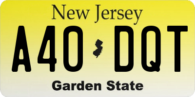 NJ license plate A40DQT