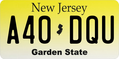 NJ license plate A40DQU