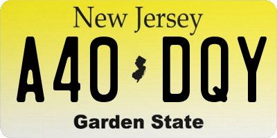 NJ license plate A40DQY