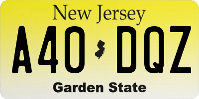 NJ license plate A40DQZ