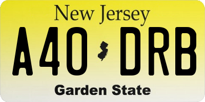 NJ license plate A40DRB