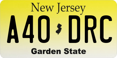 NJ license plate A40DRC