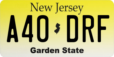 NJ license plate A40DRF