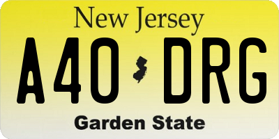 NJ license plate A40DRG