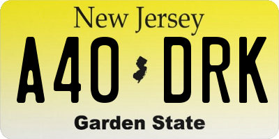 NJ license plate A40DRK