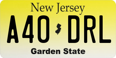 NJ license plate A40DRL