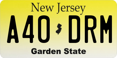 NJ license plate A40DRM