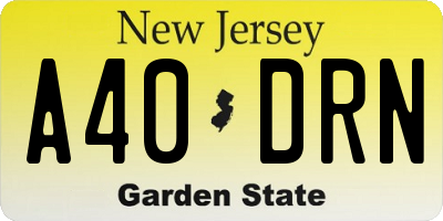NJ license plate A40DRN