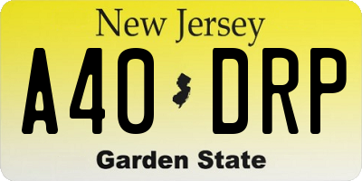NJ license plate A40DRP