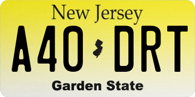 NJ license plate A40DRT
