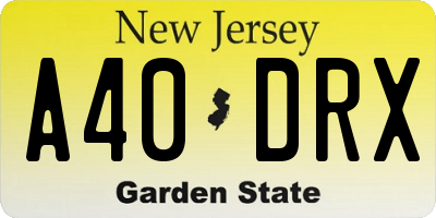 NJ license plate A40DRX