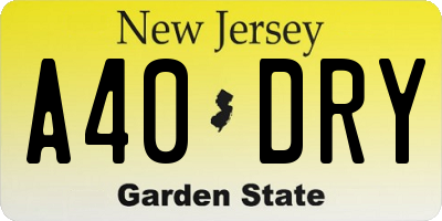 NJ license plate A40DRY