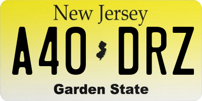 NJ license plate A40DRZ