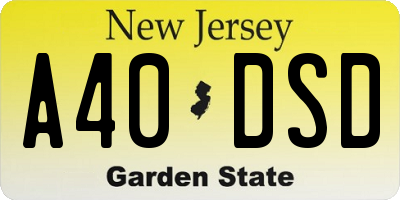 NJ license plate A40DSD
