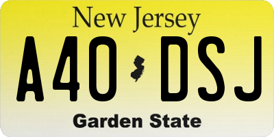 NJ license plate A40DSJ