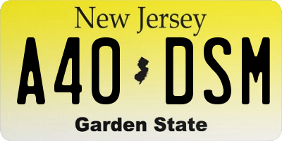 NJ license plate A40DSM