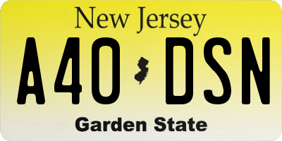 NJ license plate A40DSN
