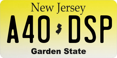 NJ license plate A40DSP