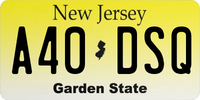NJ license plate A40DSQ
