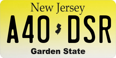 NJ license plate A40DSR