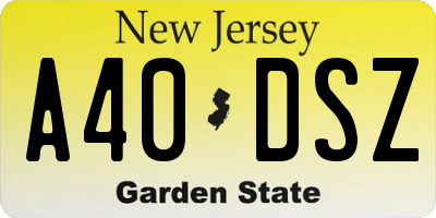 NJ license plate A40DSZ