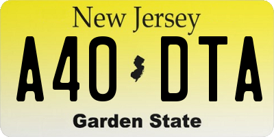 NJ license plate A40DTA