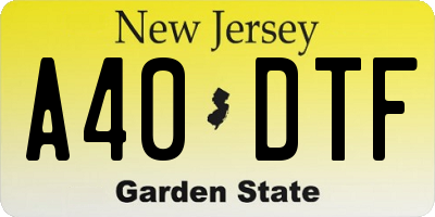 NJ license plate A40DTF
