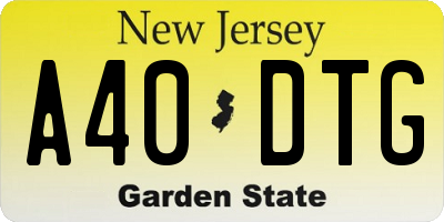 NJ license plate A40DTG
