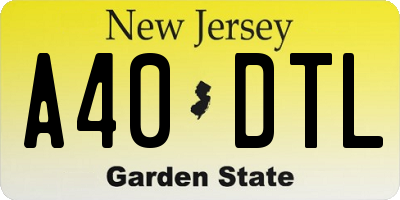 NJ license plate A40DTL