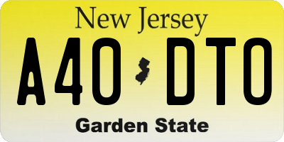 NJ license plate A40DTO