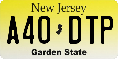 NJ license plate A40DTP