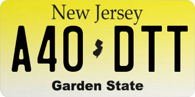 NJ license plate A40DTT