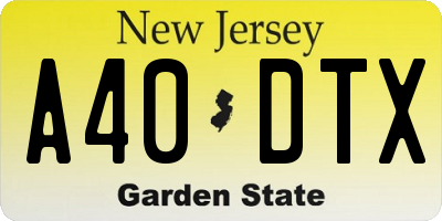 NJ license plate A40DTX