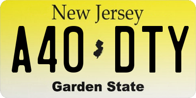 NJ license plate A40DTY