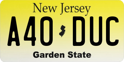 NJ license plate A40DUC