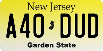 NJ license plate A40DUD